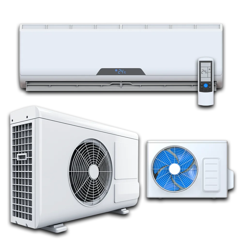 Climatiseur mural avec télécommande et unités extérieures
