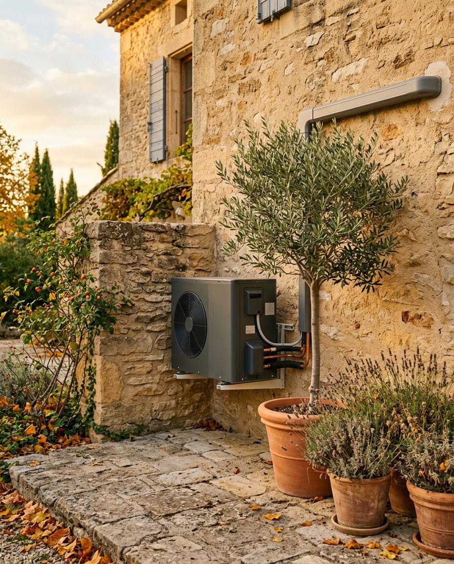 pompe a chaleur maison provencale automne
